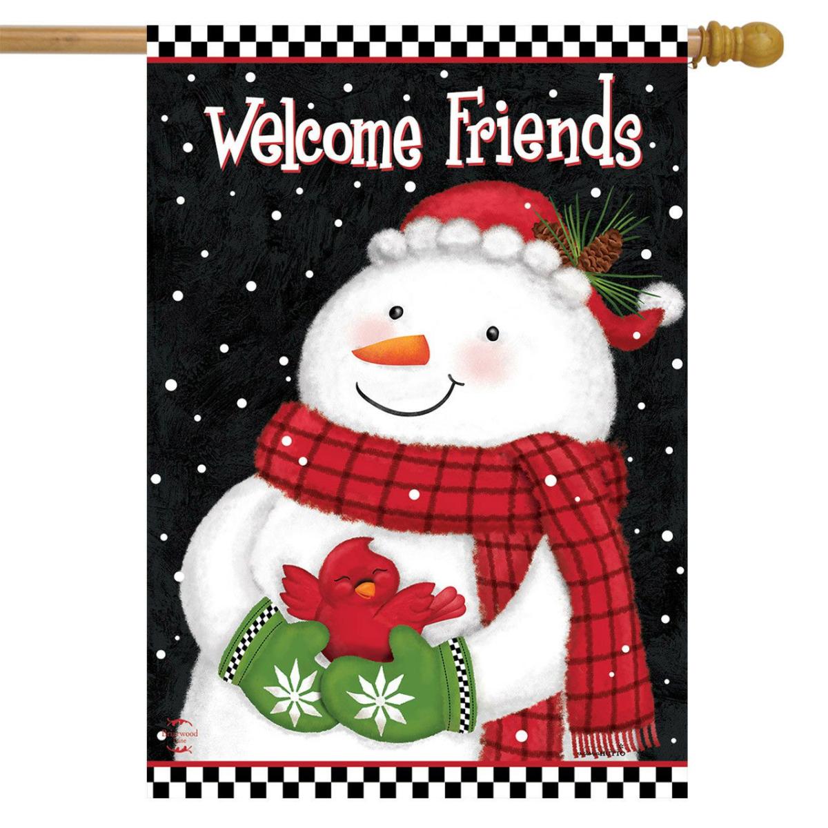 Friendly Snowman Winter House Flag | Seasons House Flags Seasons