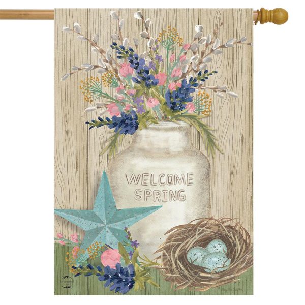 Gifts of Spring Primitive House Flag | Themes Farmhouse Seasons