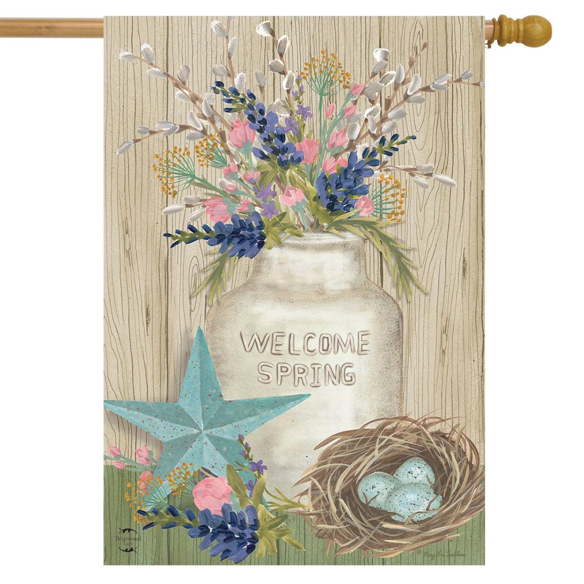 Gifts of Spring Primitive House Flag | Themes Farmhouse Seasons