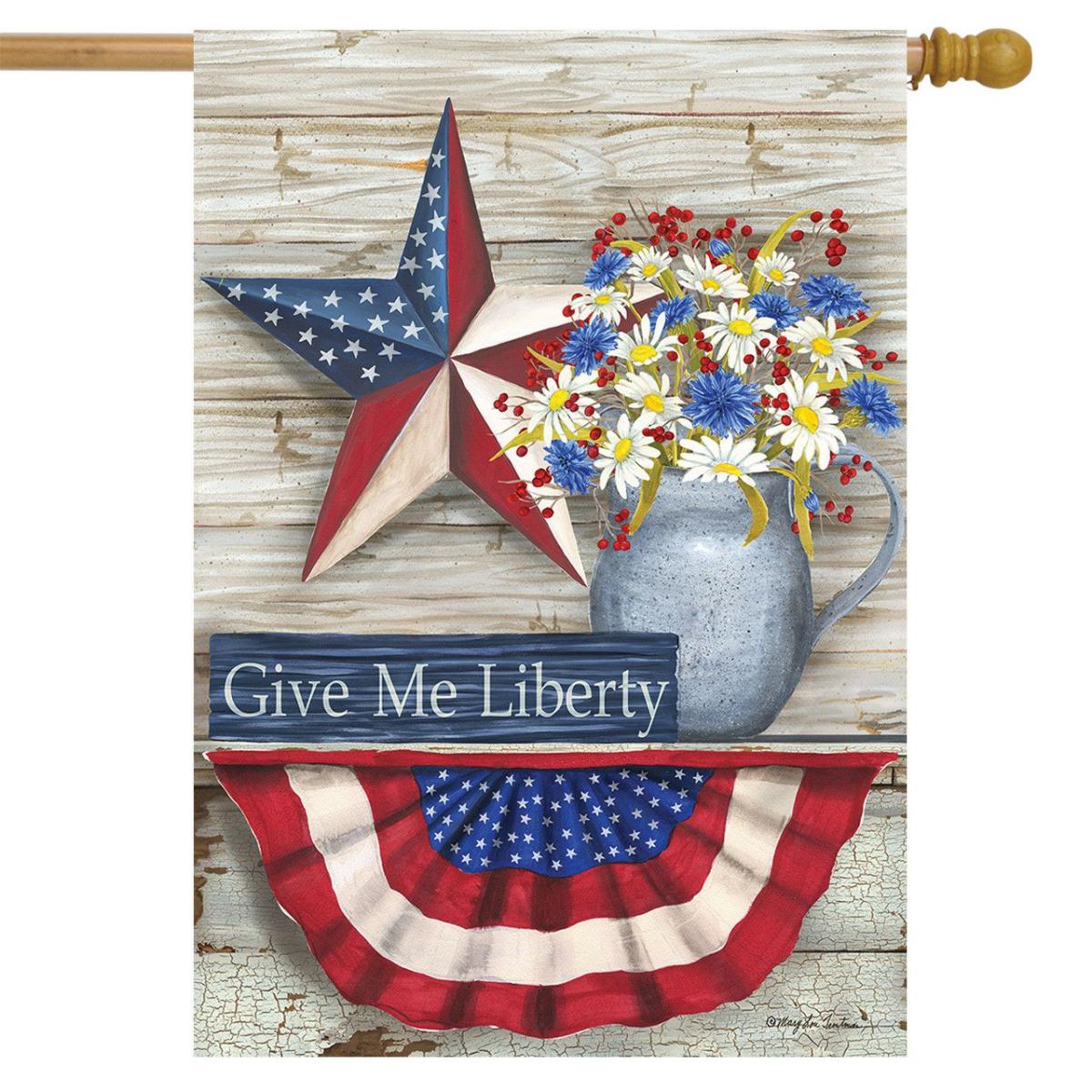 Give Me Liberty Patriotic House Flag | Themes Floral Themes