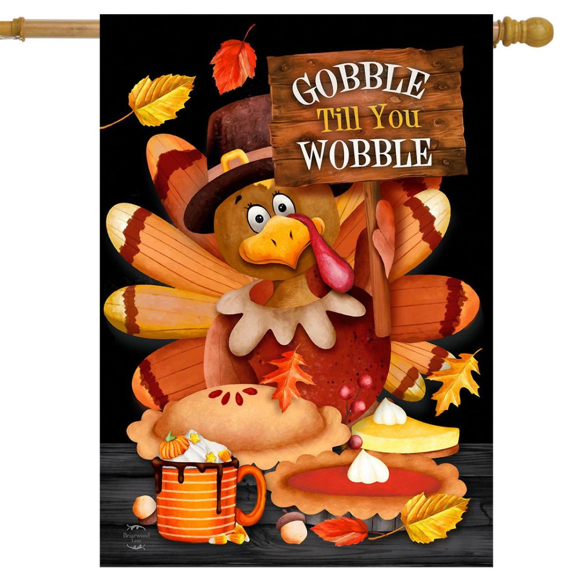 Gobble Turkey House Flag | Themes Fall Seasons