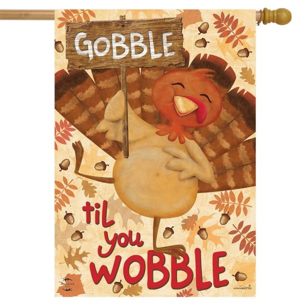 Gobble Turkey Thanksgiving House Flag | Themes Holidays Holidays