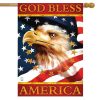 God Bless America Eagle House Flag | Themes 4th of July Holidays