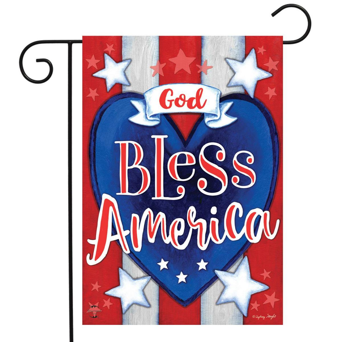 God Bless America Heart Patriotic Garden Flag | Themes 4th of July Holidays