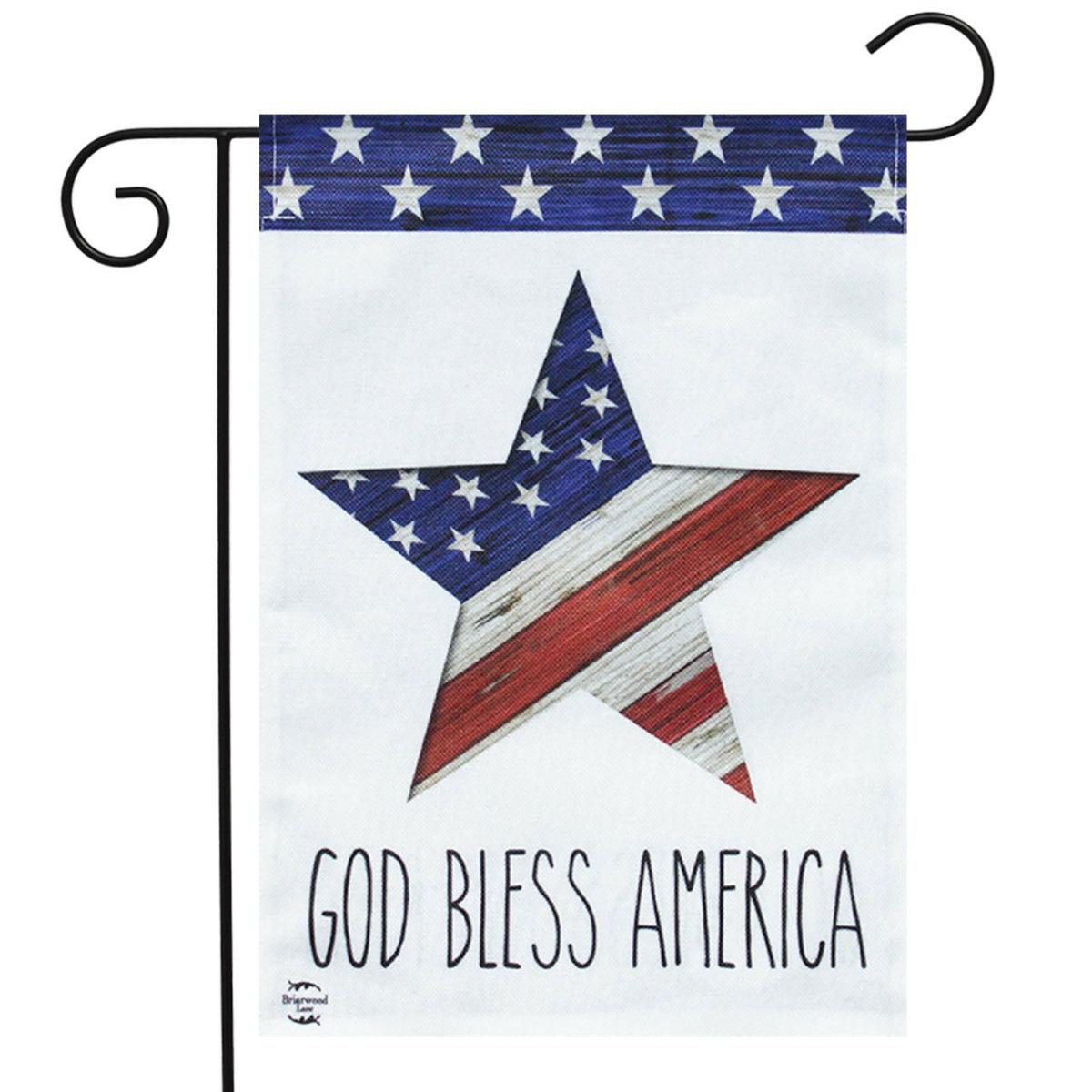 God Bless America Star Patriotic Burlap Garden Flag | Themes 4th of July Holidays