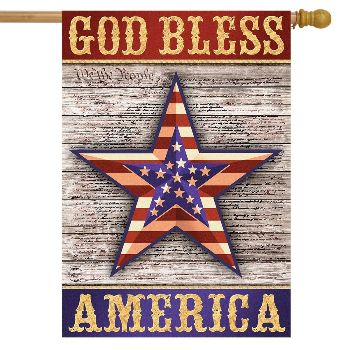 God Bless America Star Patriotic House Flag | Seasons 4th of July Holidays