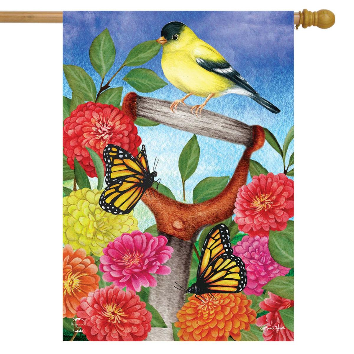 Goldfinch on Shovel House Flag | Themes Animals & Critters Seasons