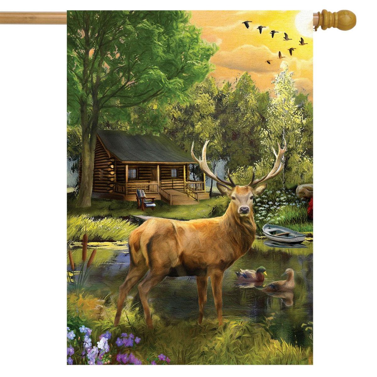 Great Outdoors Elk House Flag | Themes Animals & Critters Seasons