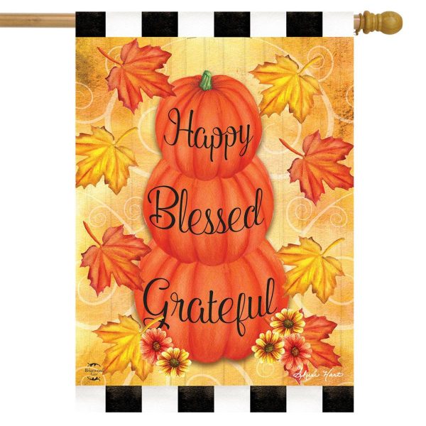 Happy Blessed Grateful Autumn House Flag | Holidays Fall Holidays