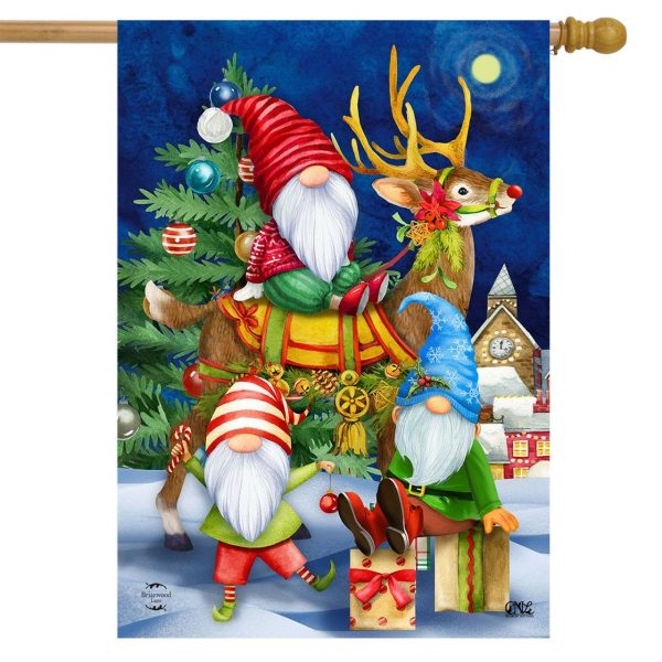 Happy Holiday Gnomes House Flag | Themes Christmas Holidays