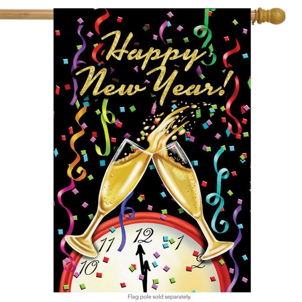 Happy New Year Champagne House Flag | Themes Celebration Holidays