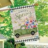 Happy Spring Pickup Truck Floral House Flag | Seasons Farmhouse Seasons