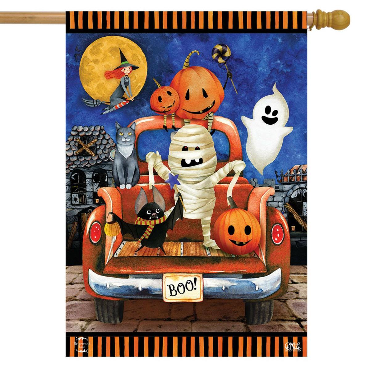 Haunted Pickup House Flag | Holidays Halloween Holidays