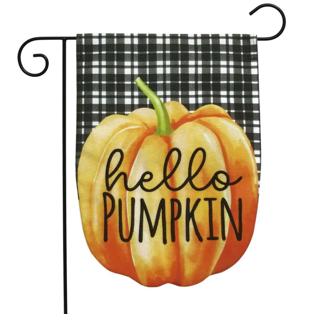 Hello Pumpkin Fall Burlap Garden Flag | Seasons Fall Seasons