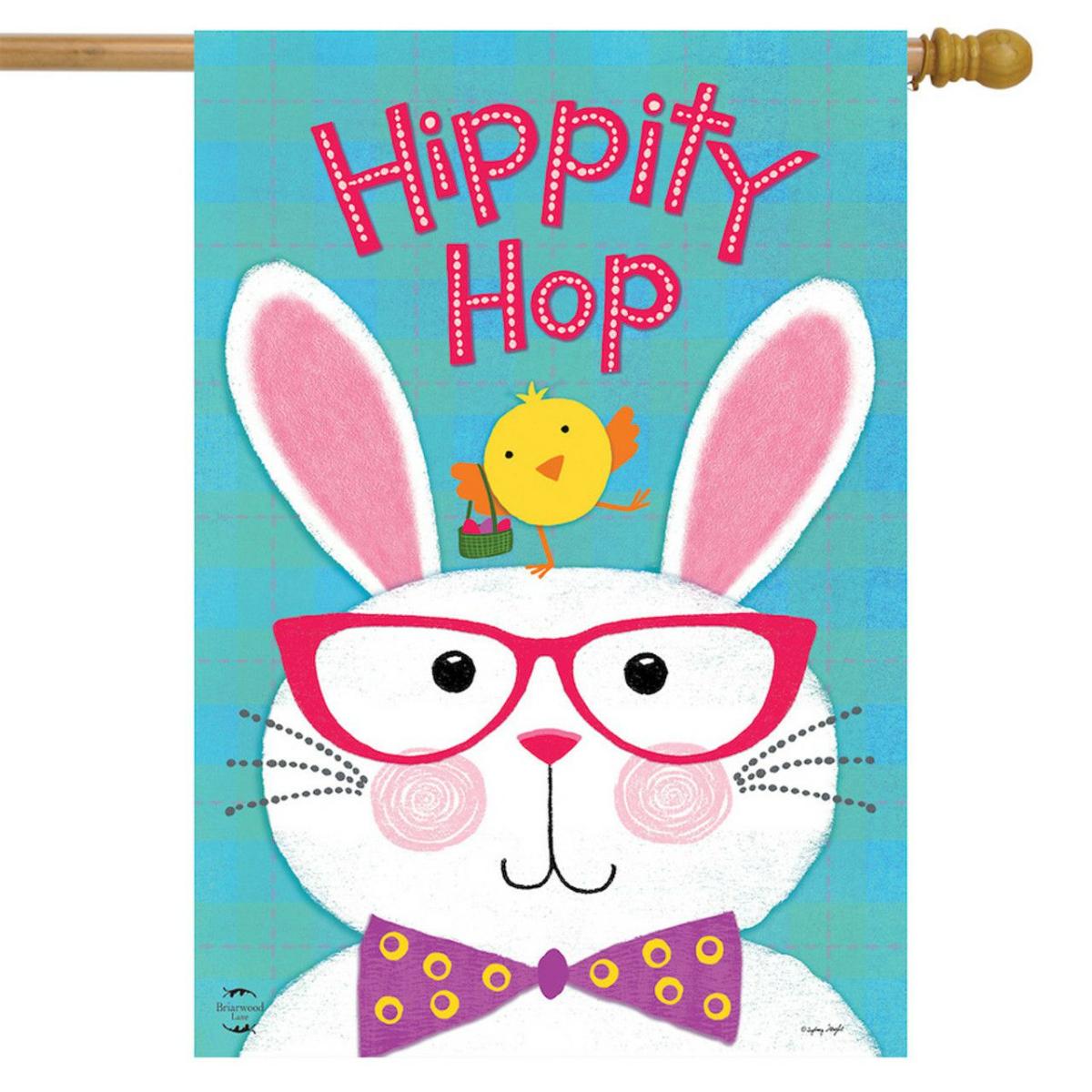 Hippity Hop Bunny Easter House Flag | Holidays Easter Holidays