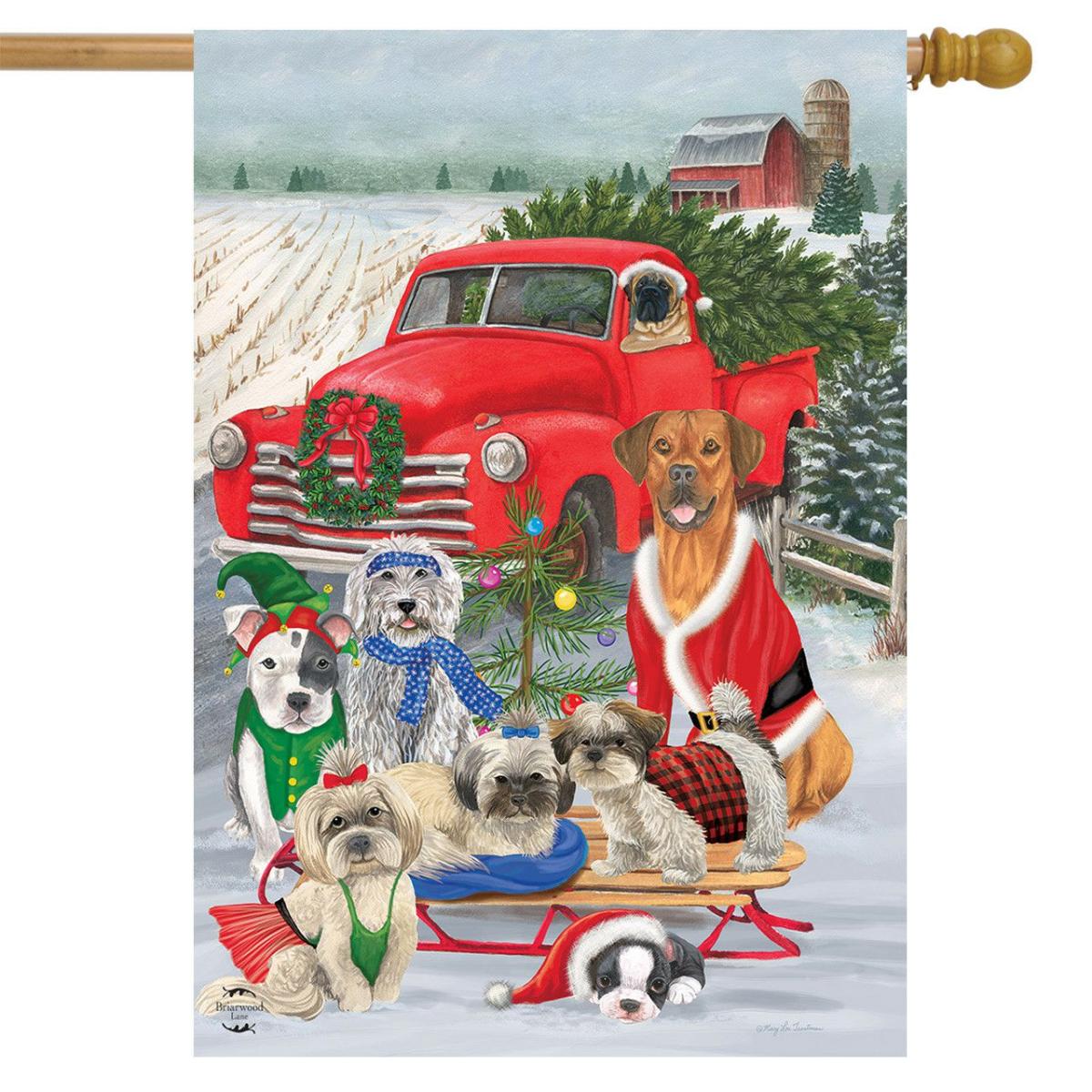 Holiday Dogs Christmas House Flag | Holidays Animals & Critters Holidays