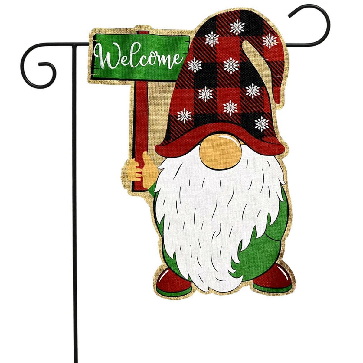 Holiday Gnome Burlap Christmas Garden Flag | Themes Christmas Holidays