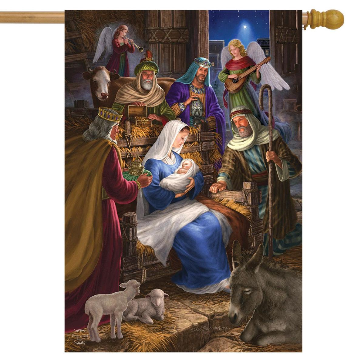 Holy Family Christmas House Flag | Themes Christmas Holidays