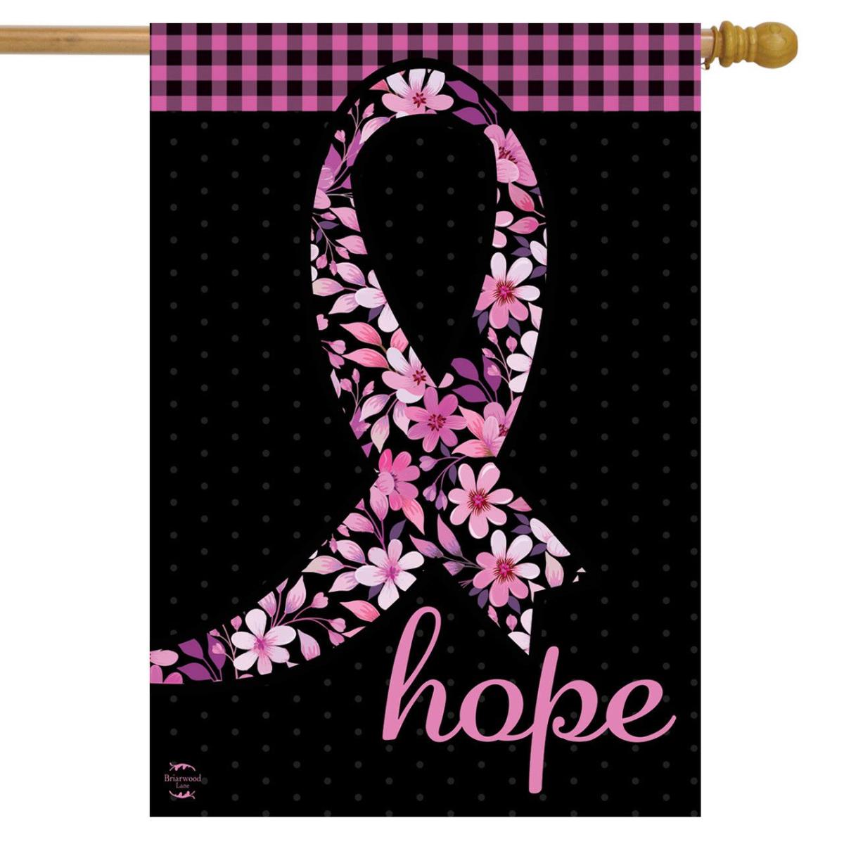 Hope Ribbon Floral House Flag | Themes Awareness Themes