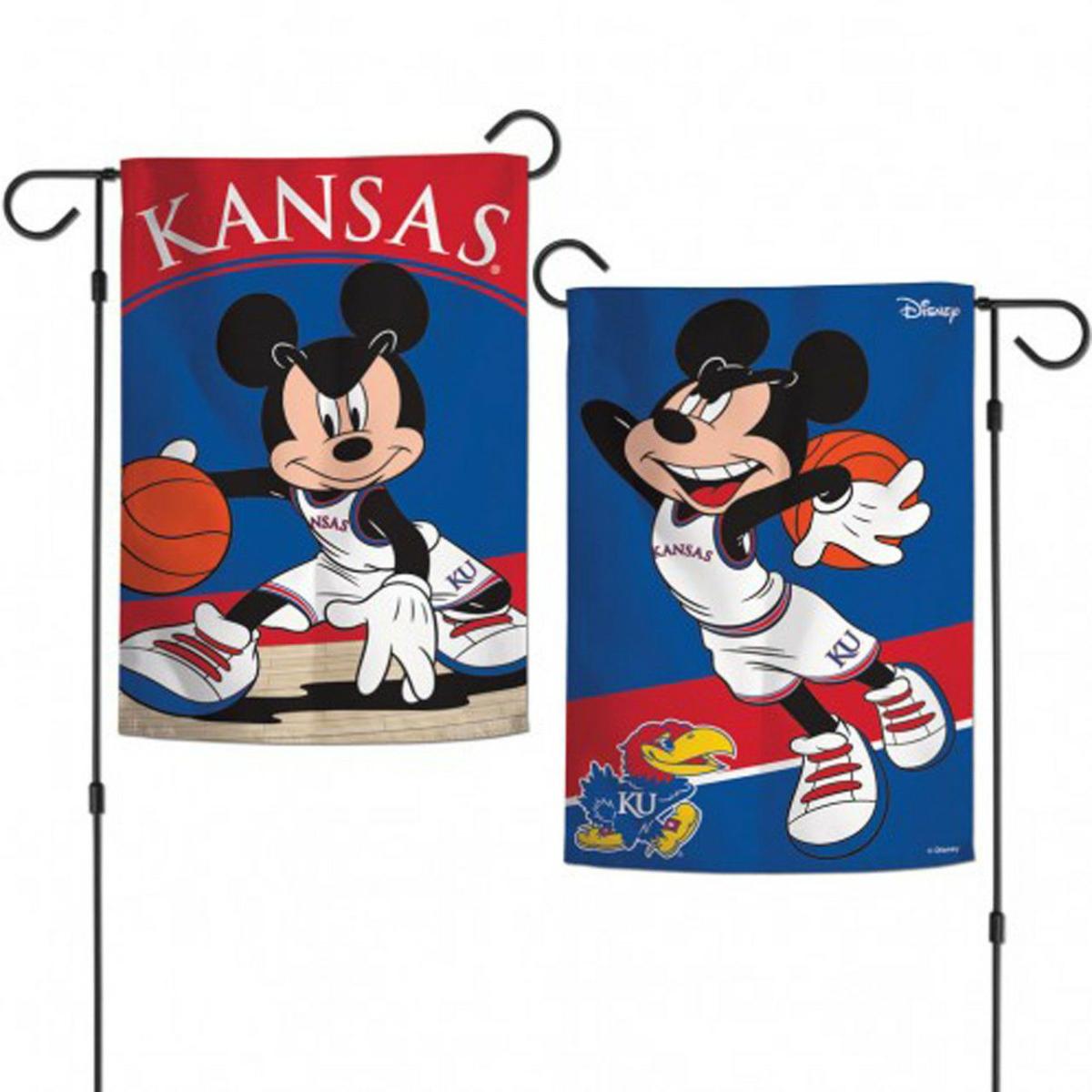 Kansas Jayhawks NCAA Mickey Mouse Garden Flag | Sports Disney & Cinema Sports