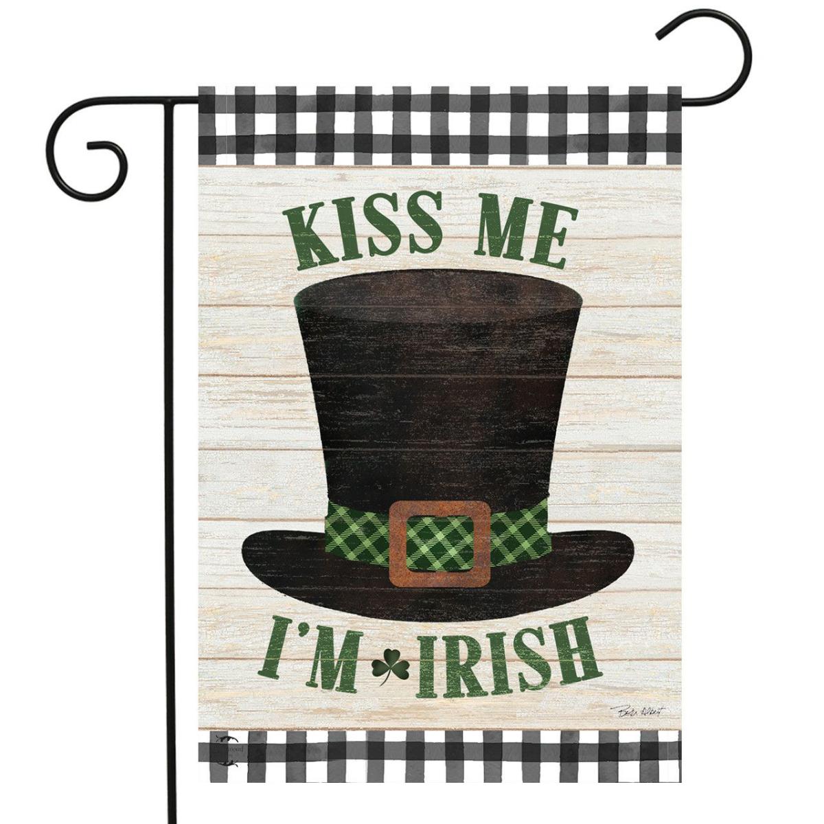 Kiss Me I’m Irish Hat St. Patrick’s Day Garden Flag | Holidays Farmhouse Holidays