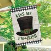 Kiss Me I’m Irish Hat St. Patrick’s Day House Flag | Themes Farmhouse Holidays