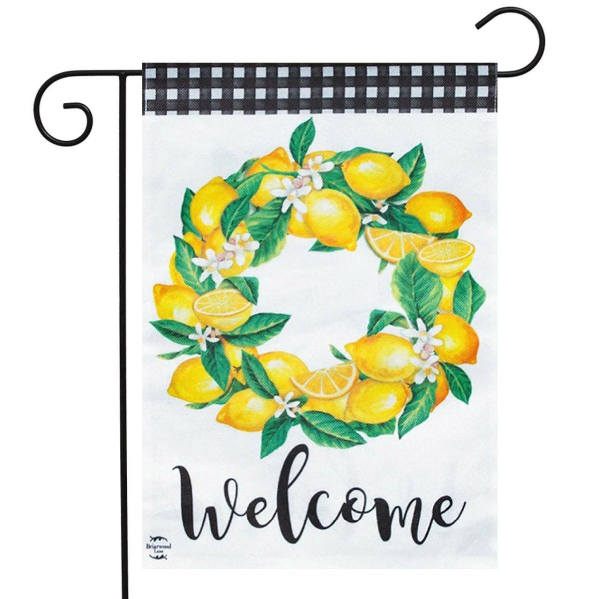 Lemon Wreath Summer Burlap Garden Flag | Themes Everyday Seasons