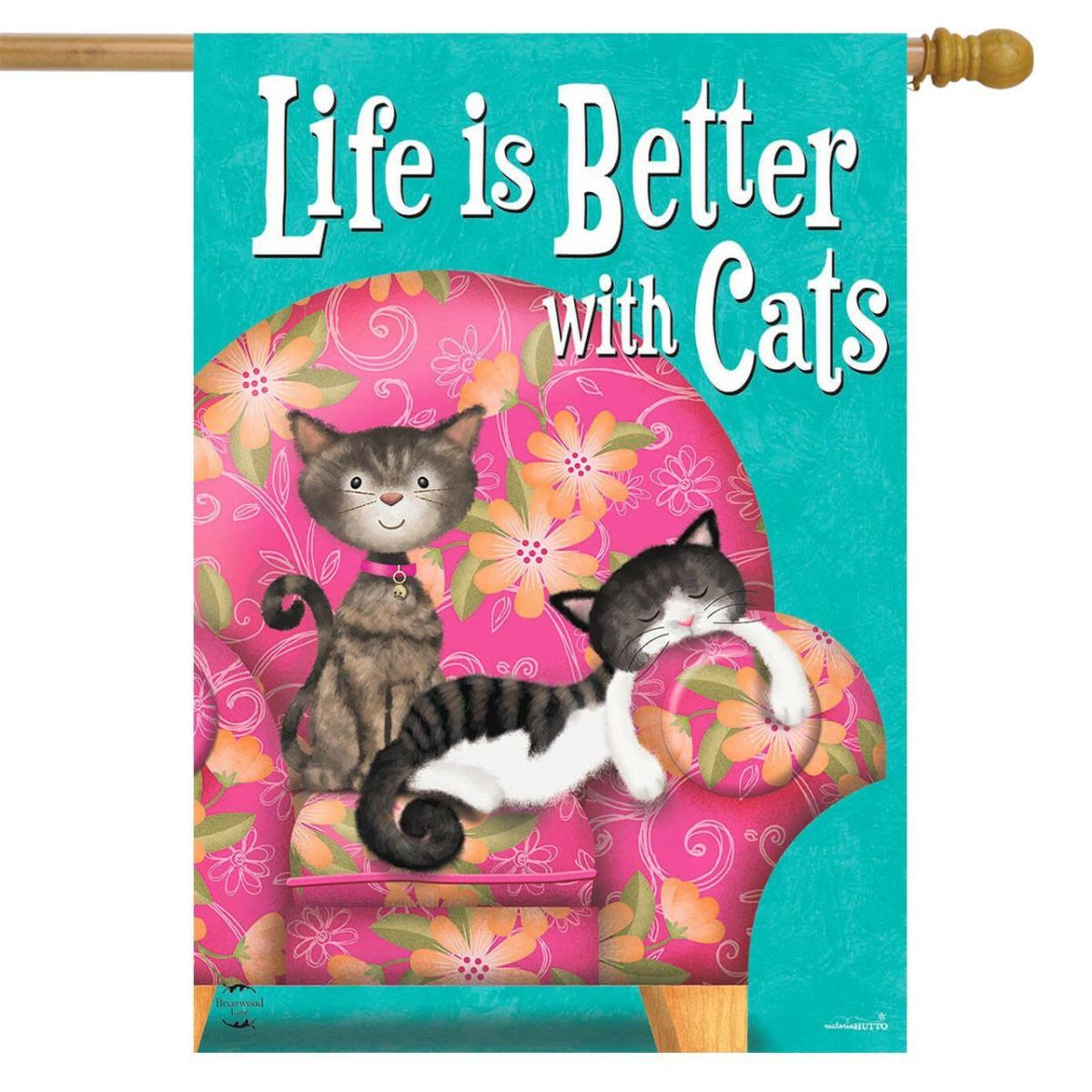 Life Is Better With Cats House Flag | Themes Animals & Critters Seasons