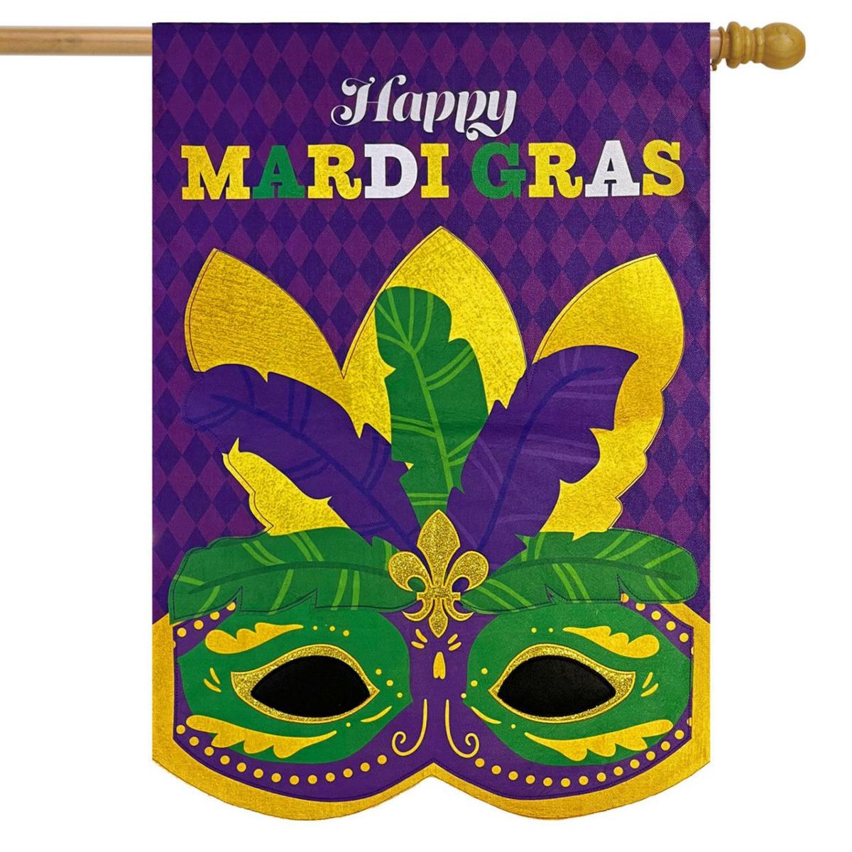 Mardi Gras Mask Burlap House Flag | Holidays Holidays Holidays