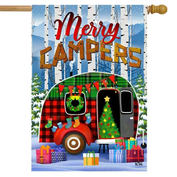 Merry Campers Christmas House Flag | Themes House Flags Seasons