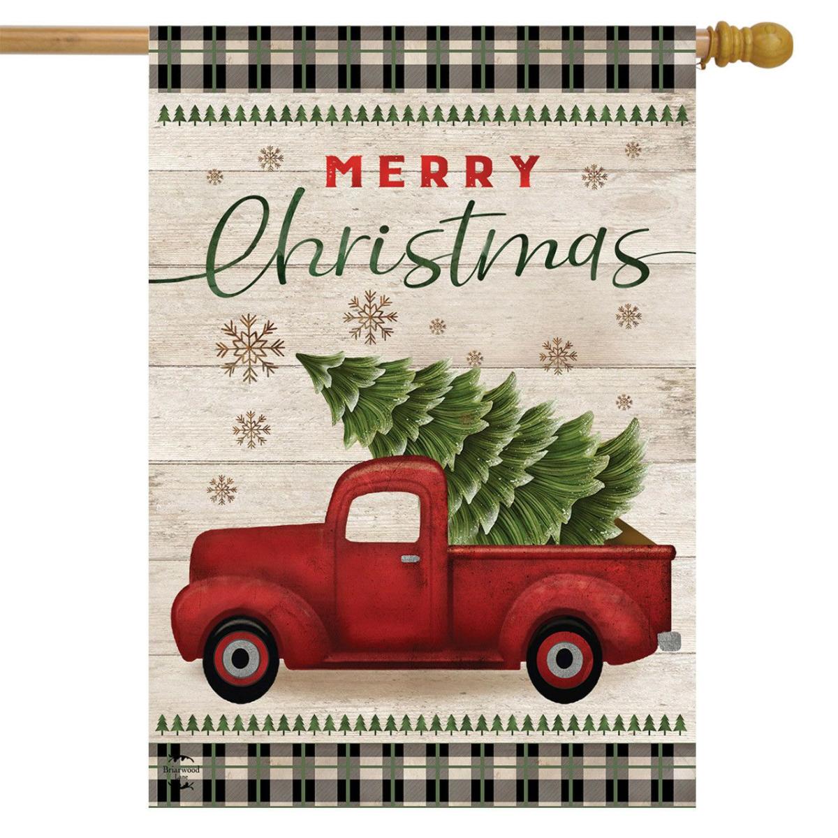 Merry Christmas Pickup Truck House Flag | Themes Christmas Holidays