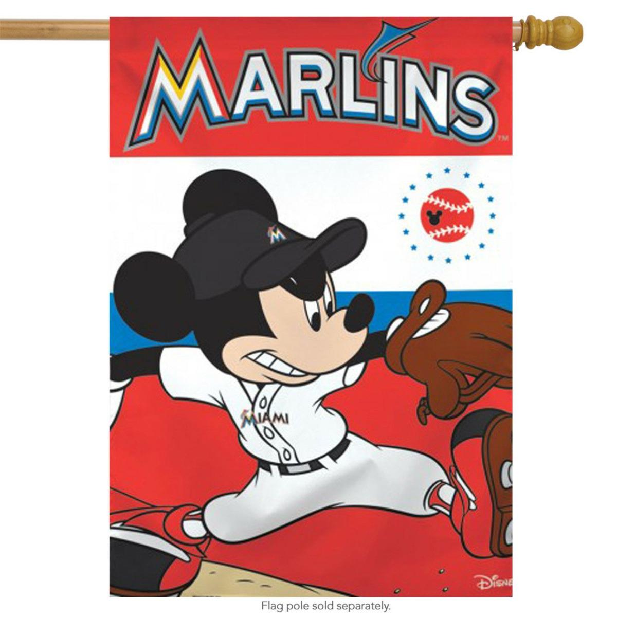 Miami Marlins MLB Mickey Mouse Baseball House Flag | Themes Disney & Cinema Sports