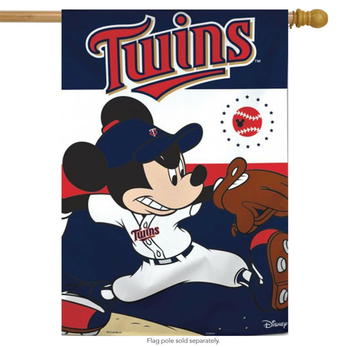 Minnesota Twins MLB Mickey Mouse Baseball House Flag | Themes Disney & Cinema Sports