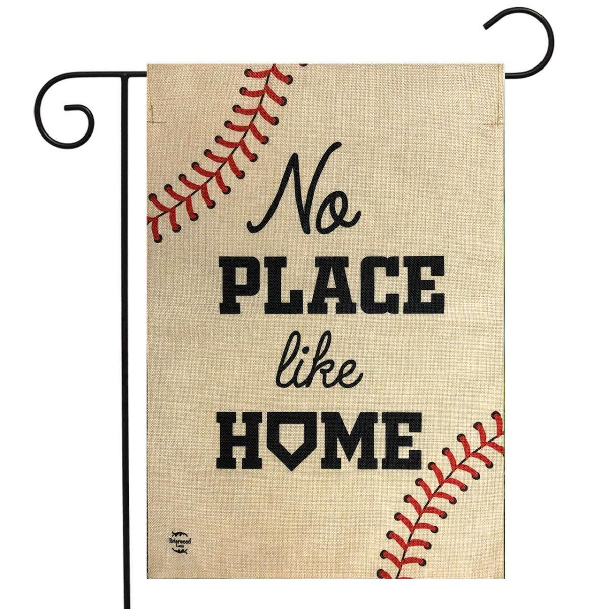 No Place Like Home Baseball Burlap Garden Flag | Themes Everyday Seasons