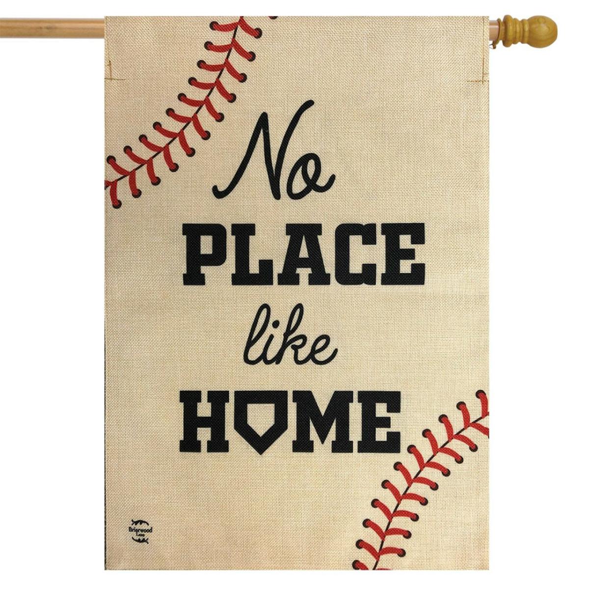 No Place Like Home Baseball Burlap House Flag | Themes Everyday Seasons