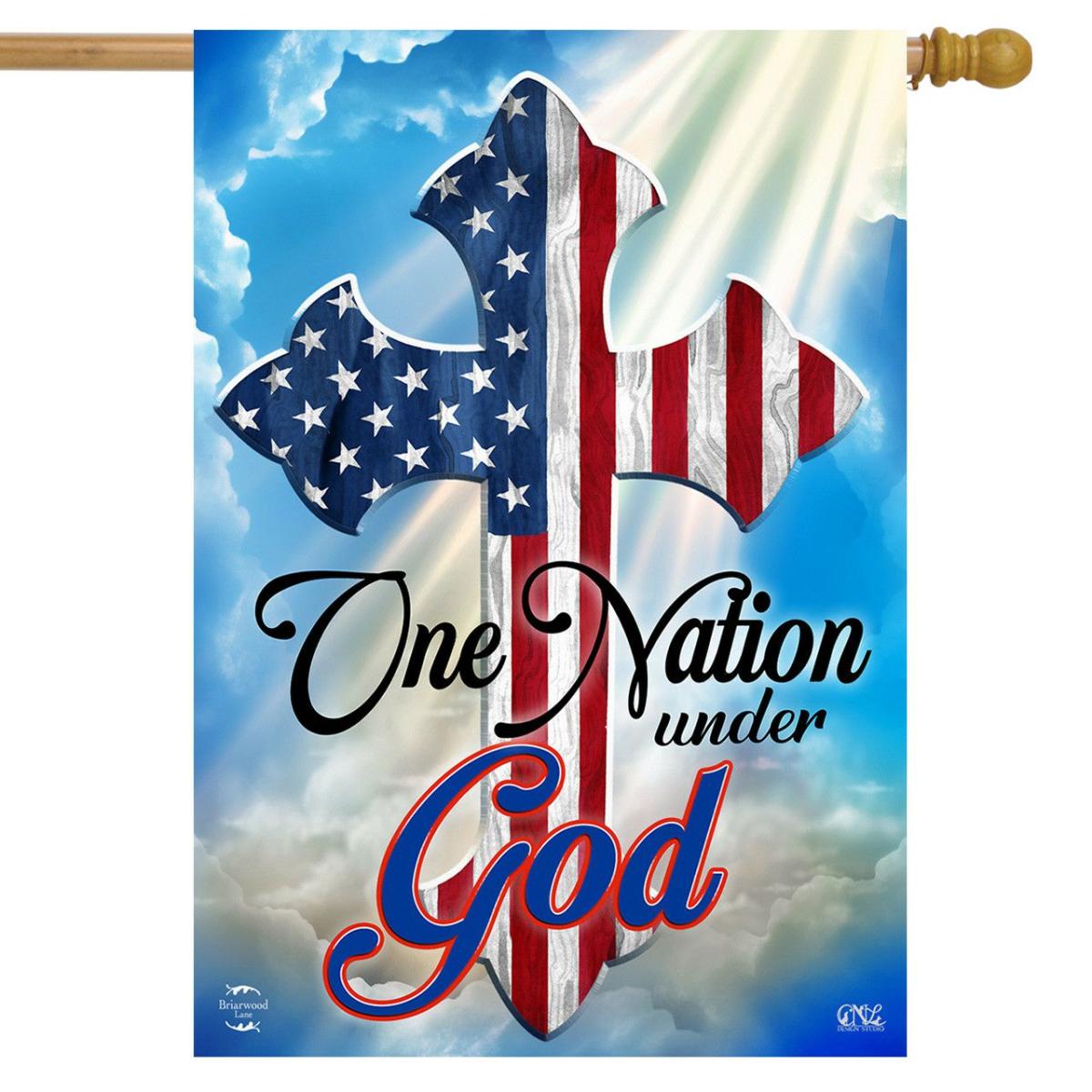 One Nation Under God Cross House Flag | Themes Everyday Seasons