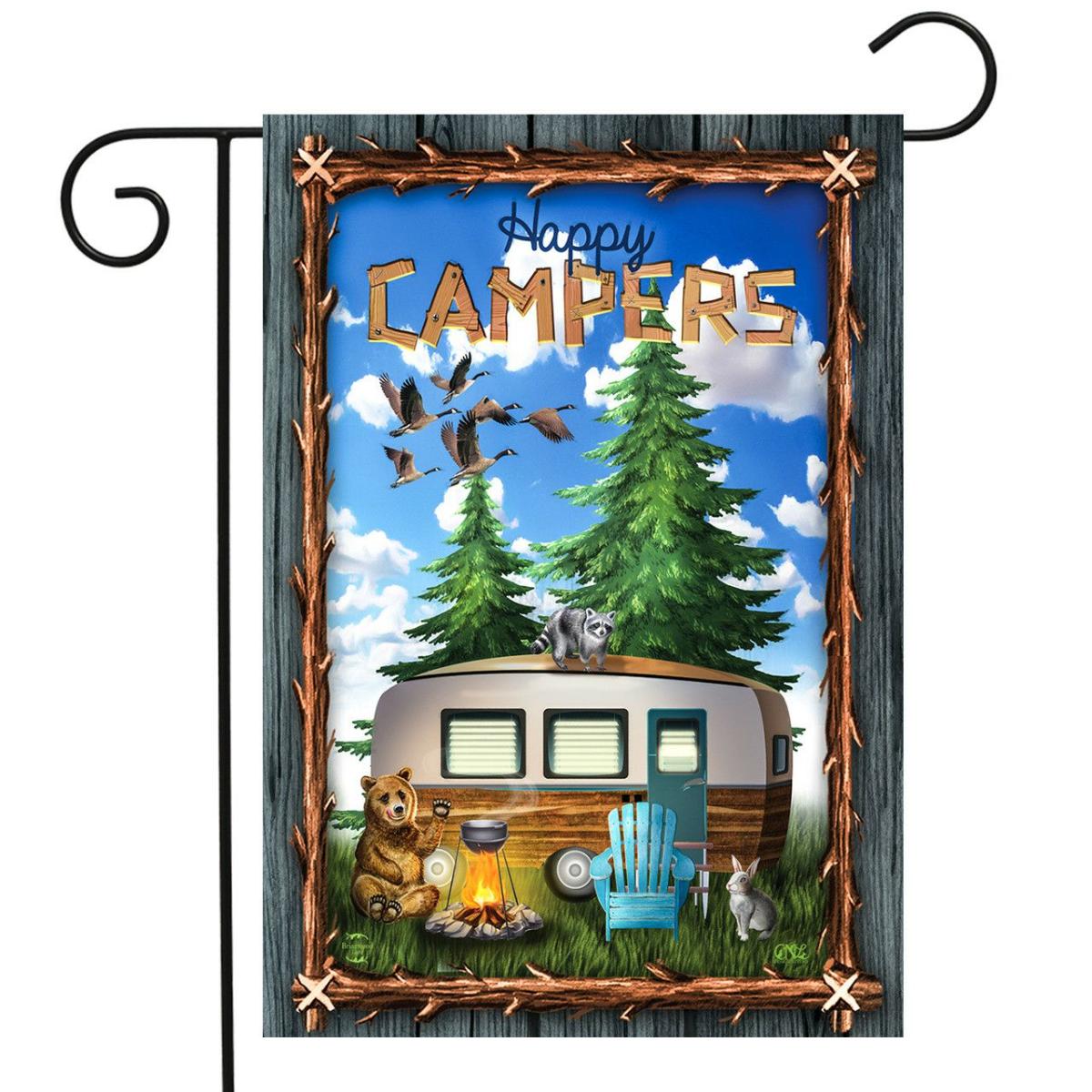 Outdoors Camper Summer Garden Flag | Themes Animals & Critters Seasons