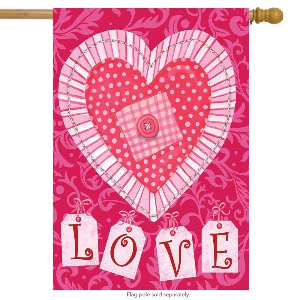 Patchwork Heart Valentine’s Day House Flag | Themes Holidays Holidays