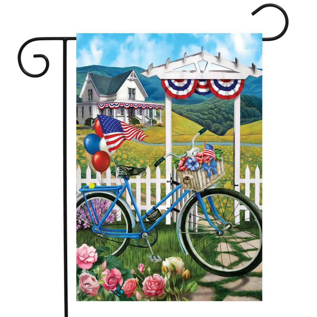 Patriotic Bicycle Summer Garden Flag | Themes 4th of July Holidays