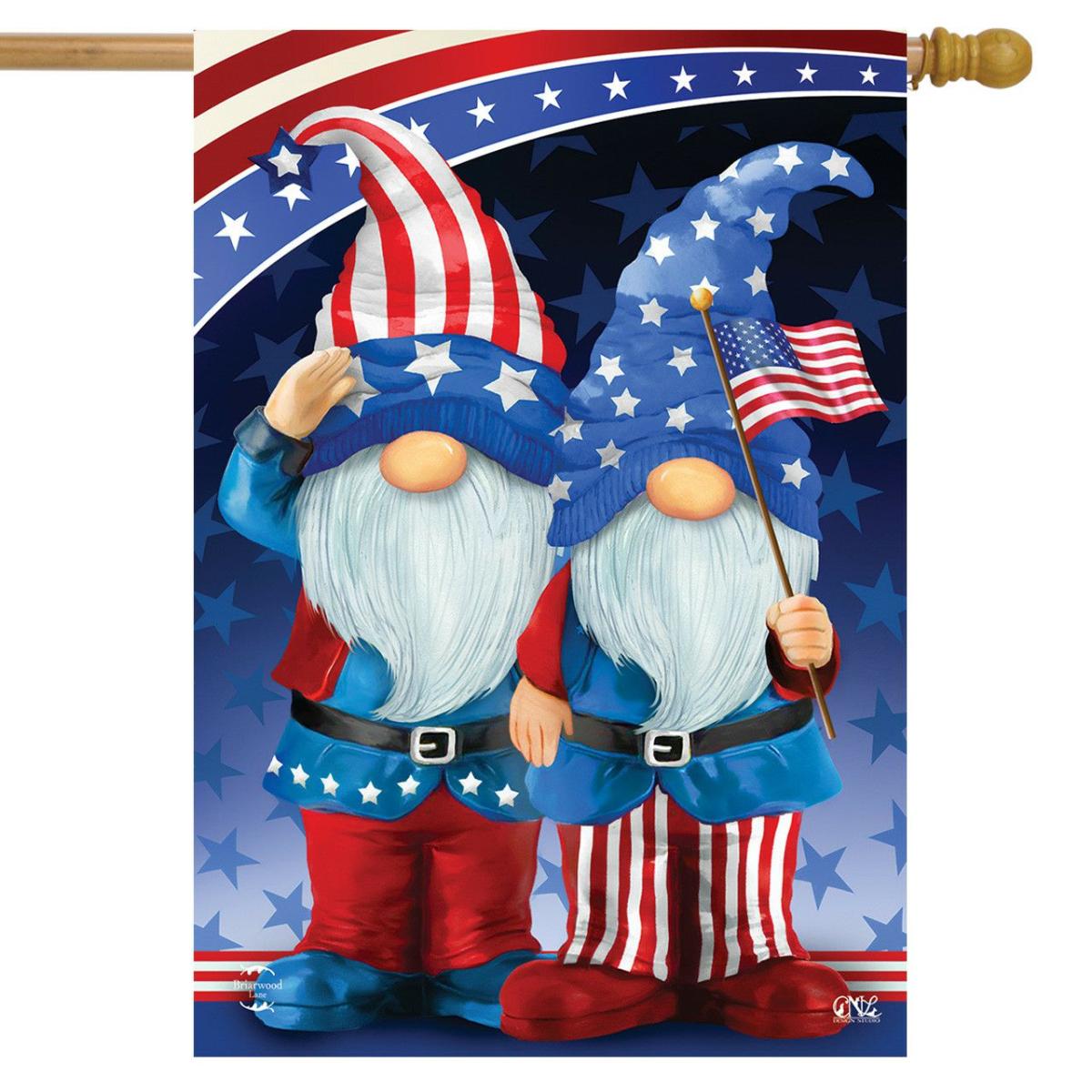 Patriotic Gnomes House Flag | Themes 4th of July Holidays