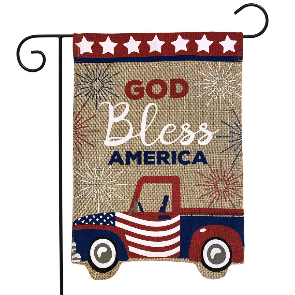 Patriotic Truck Burlap Garden Flag | Themes 4th of July Holidays