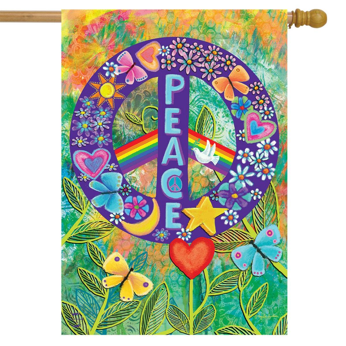 Peace Floral House Flag | Themes Animals & Critters Seasons