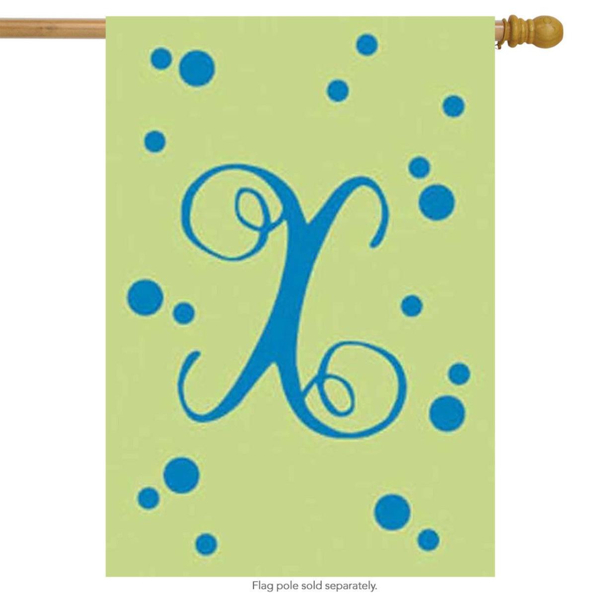 Polka Dot Embroidered Monogram House Flag – Letter X | Themes House Flags Themes