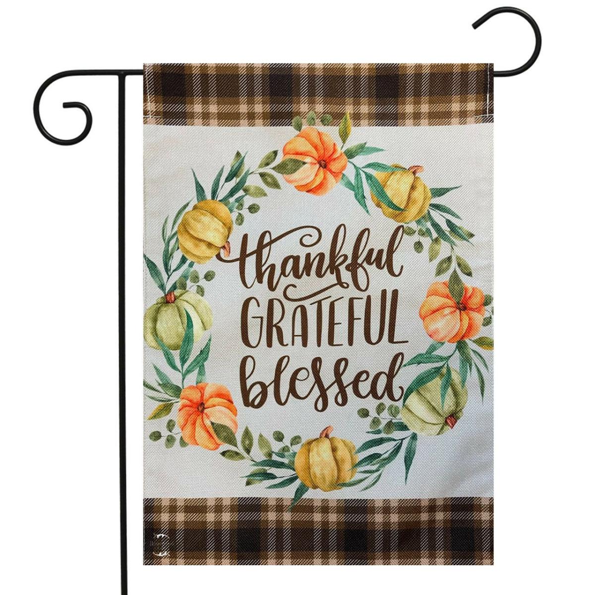 Pumpkin Wreath Burlap Fall Garden Flag | Holidays Fall Holidays