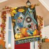 Rustic Fall Birdhouse Welcome House Flag | Themes Animals & Critters Seasons