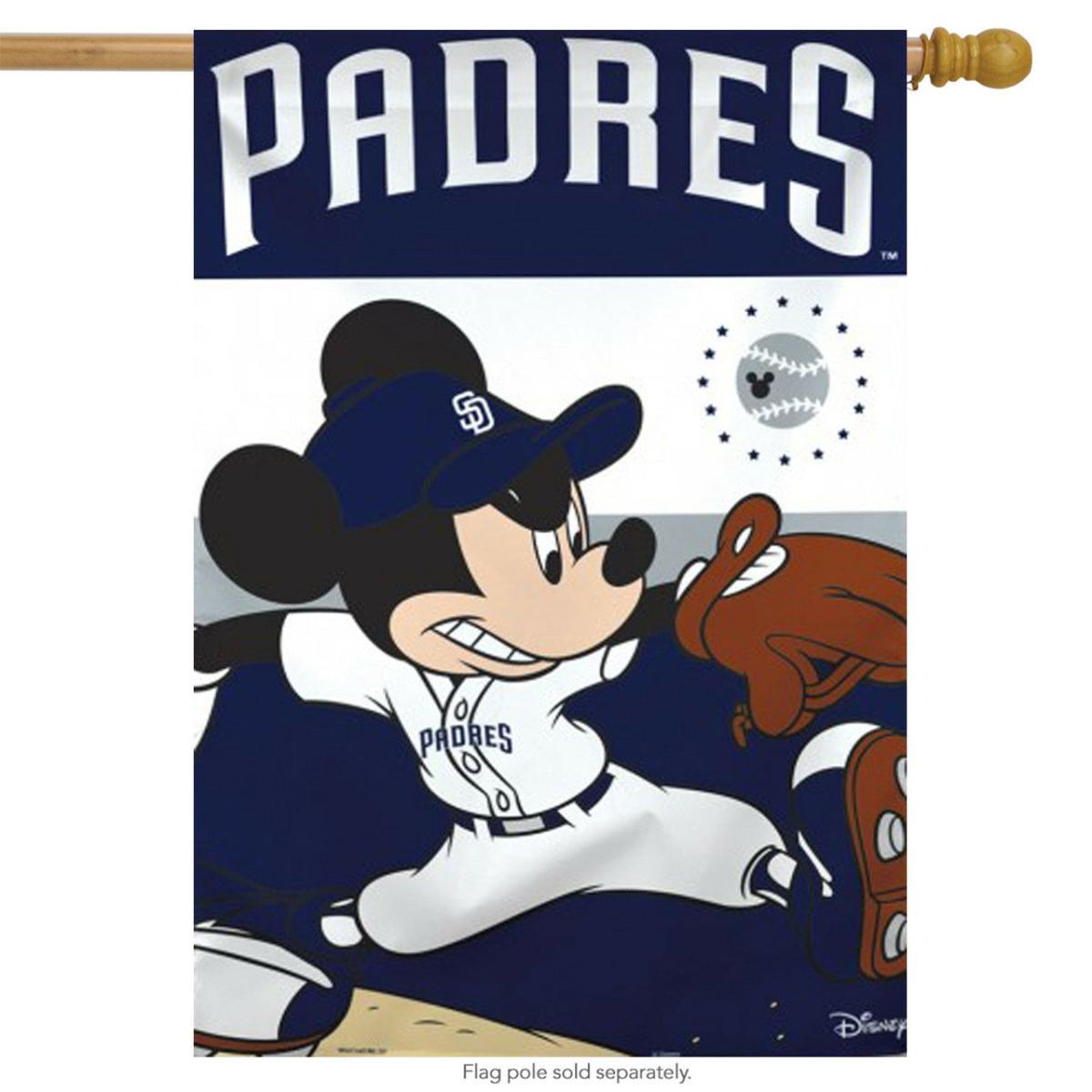 San Diego Padres MLB Mickey Mouse Baseball House Flag | Sports Disney & Cinema Sports