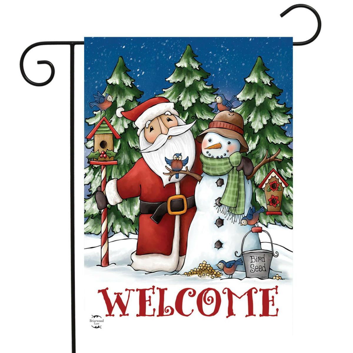 Santa And Snowman Christmas Garden Flag | Holidays Christmas Holidays