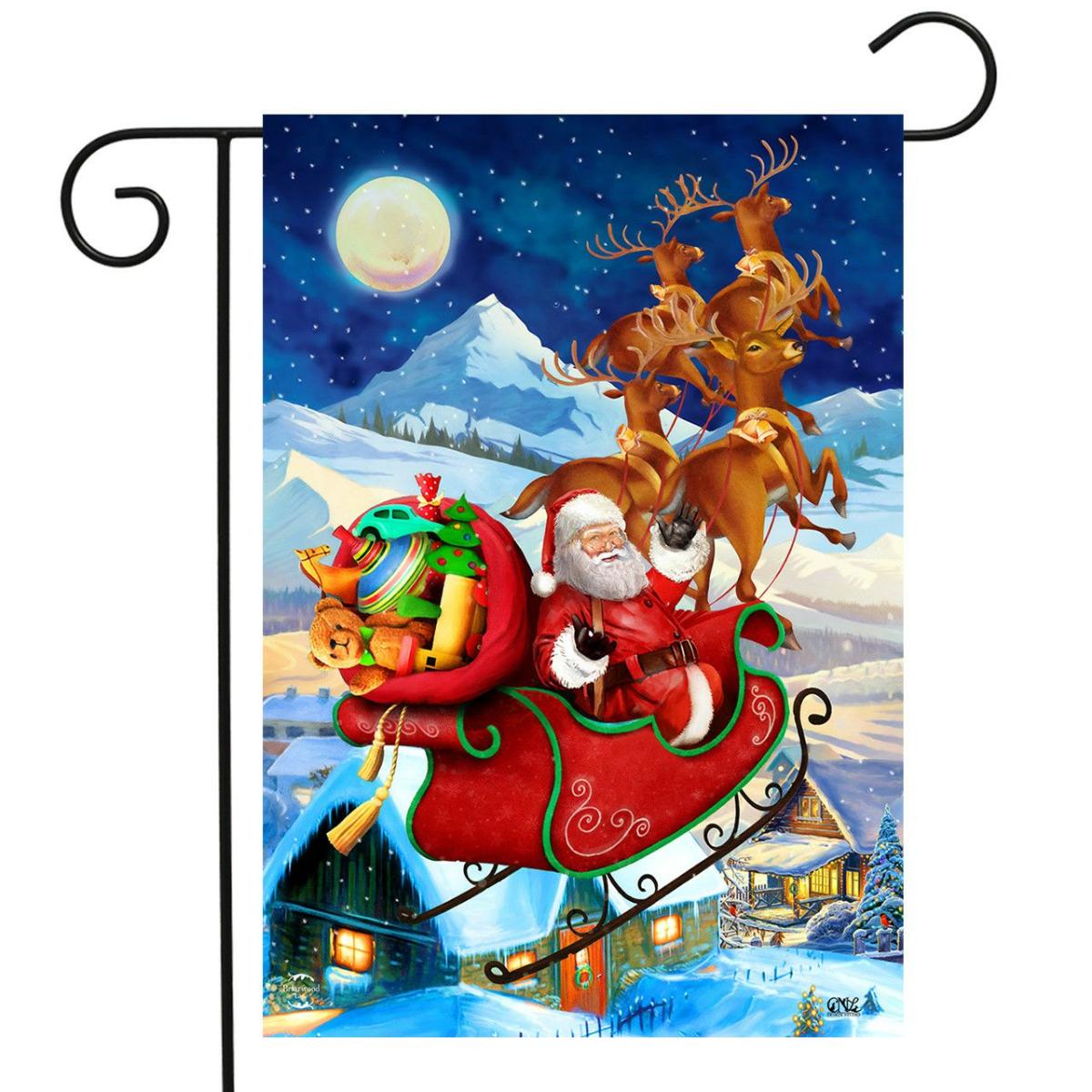 Santa’s Sleigh Christmas Garden Flag | Holidays Christmas Holidays