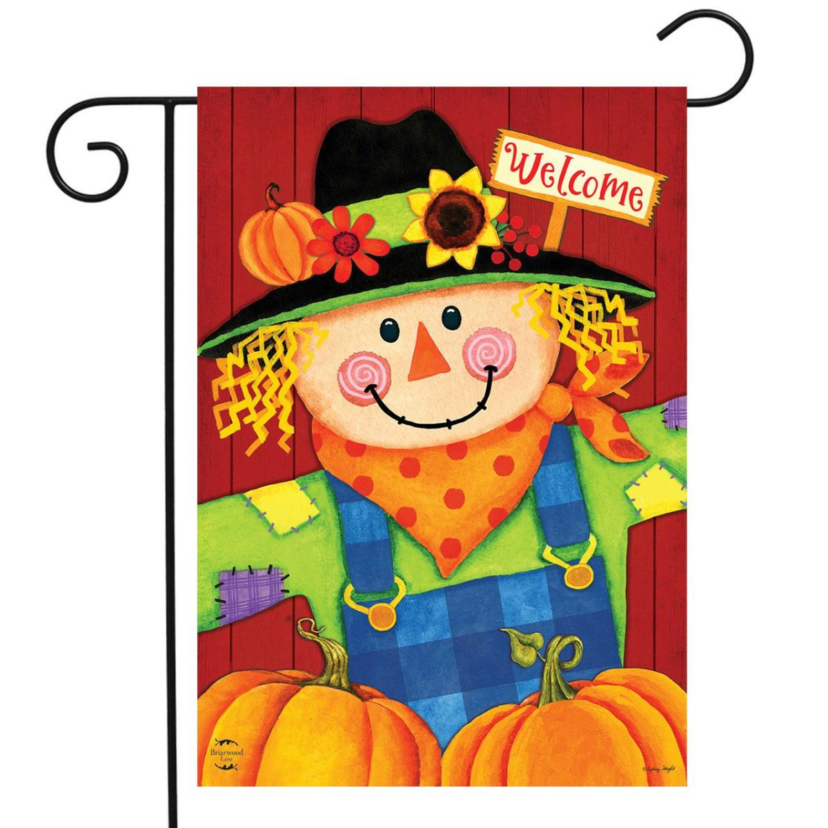 Scarecrow and Pumpkins Autumn Garden Flag | Themes Fall Seasons