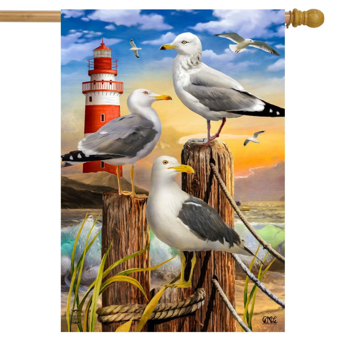 Seagulls Summer House Flag | Themes Animals & Critters Seasons